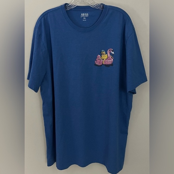 EUC Men’s IZOD Saltwater Blue Short Sleeve Tee w/Dog in Pool Graphic; Size XXL - Picture 1 of 8
